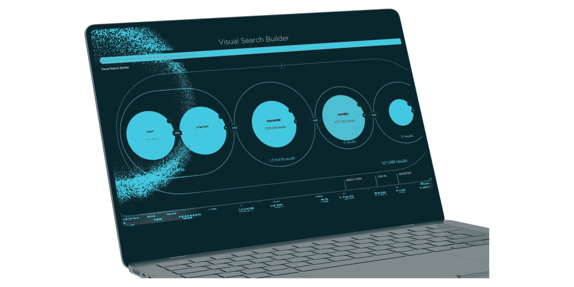 Collection of analytics dashboards displaying data visualizations, charts, reports, and network graphs across multiple platform screens.